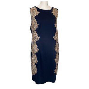 Fifth & Park Navy Antique Lace Occassion Dress 16